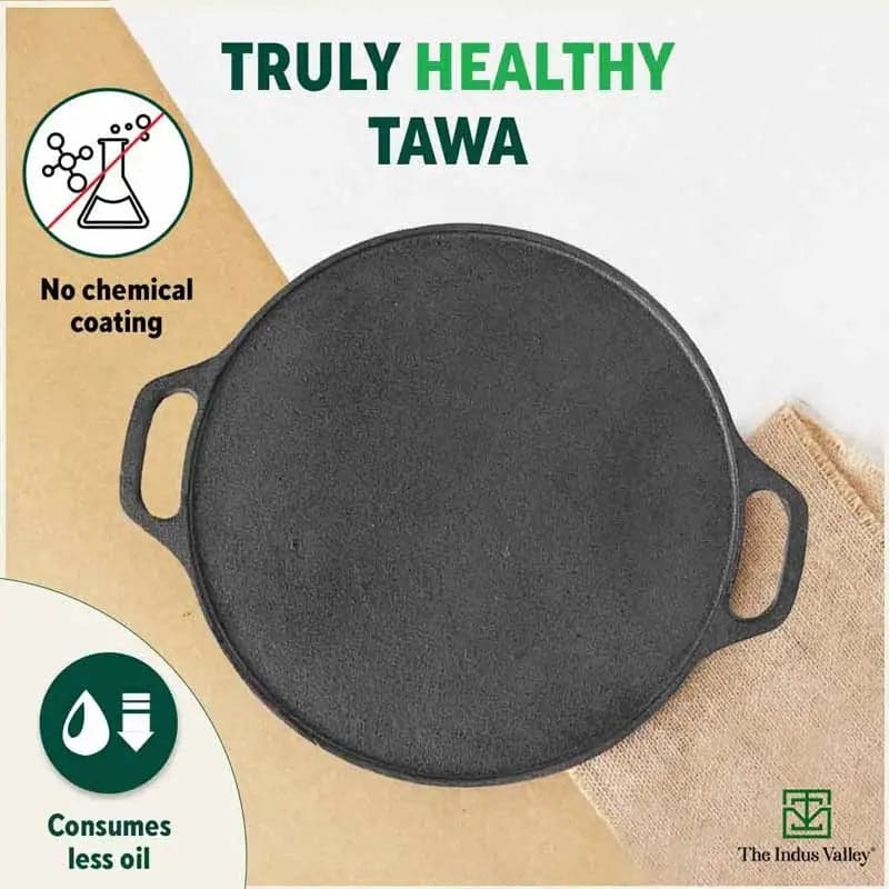 CASTrong Cast Iron Roti/Dosa Tawa 30.2cm, Pre-seasoned, Nonstick, 100% Pure, Toxin-free, Induction 2.4kg