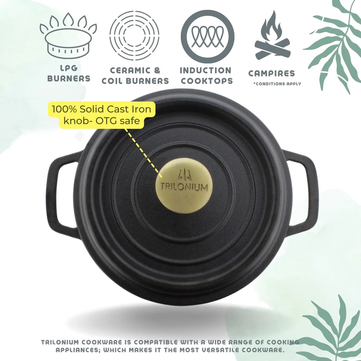 Triple Seasoned Cast Iron Grill Pan with Foldable Handle 9.4 in Square Induction Compatible(24cm) - Image 8