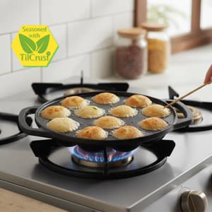 Triple Seasoned Cast Iron Paniyarakkal 12 Pits 8.8 inches