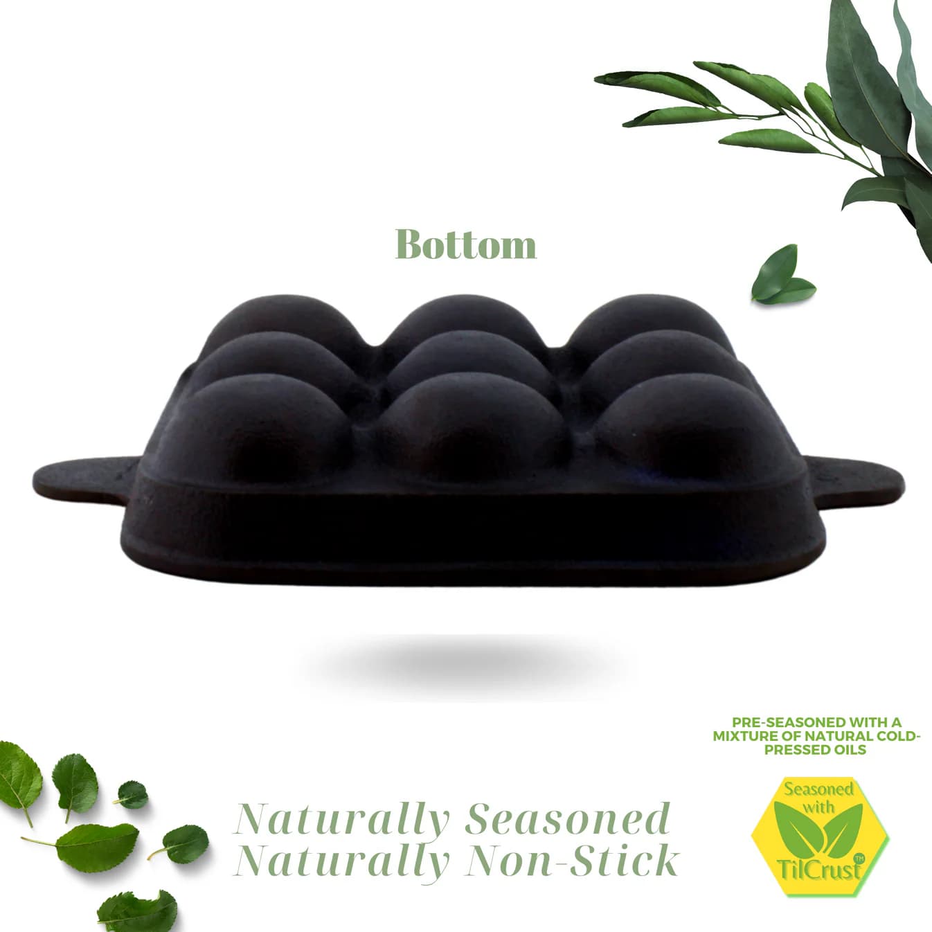 Triple Seasoned Cast Iron Paniyarakkal 9 Pits 7 in Sq - Image 4