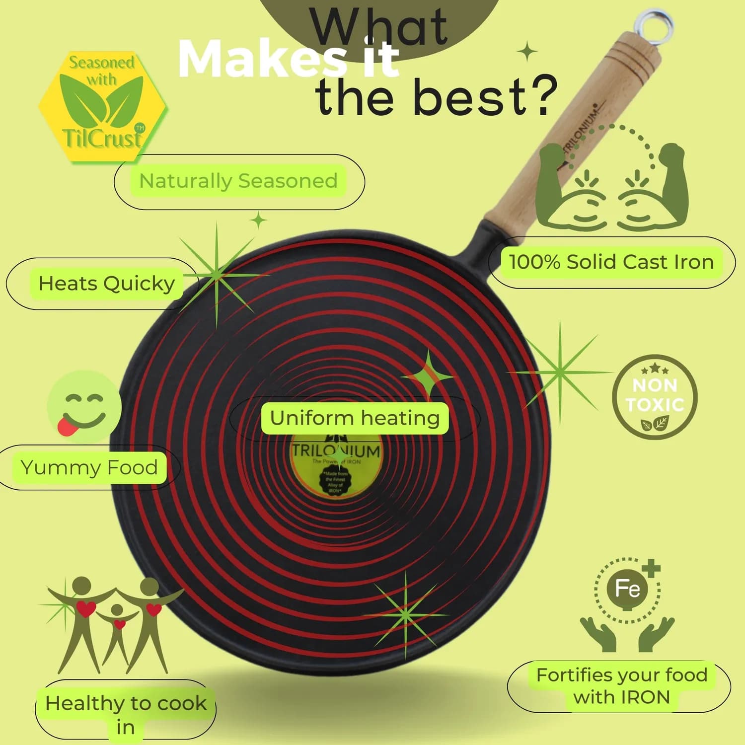 Triple Seasoned Cast Iron Dosa Tawa WHT 10 in - Image 5