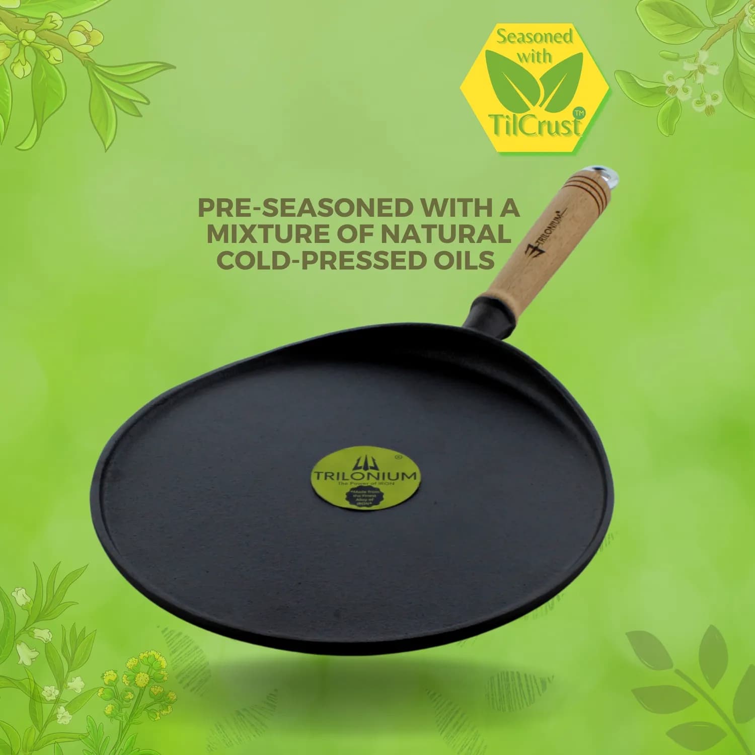 Triple Seasoned Cast Iron Dosa Tawa WHT 10 in - Image 7