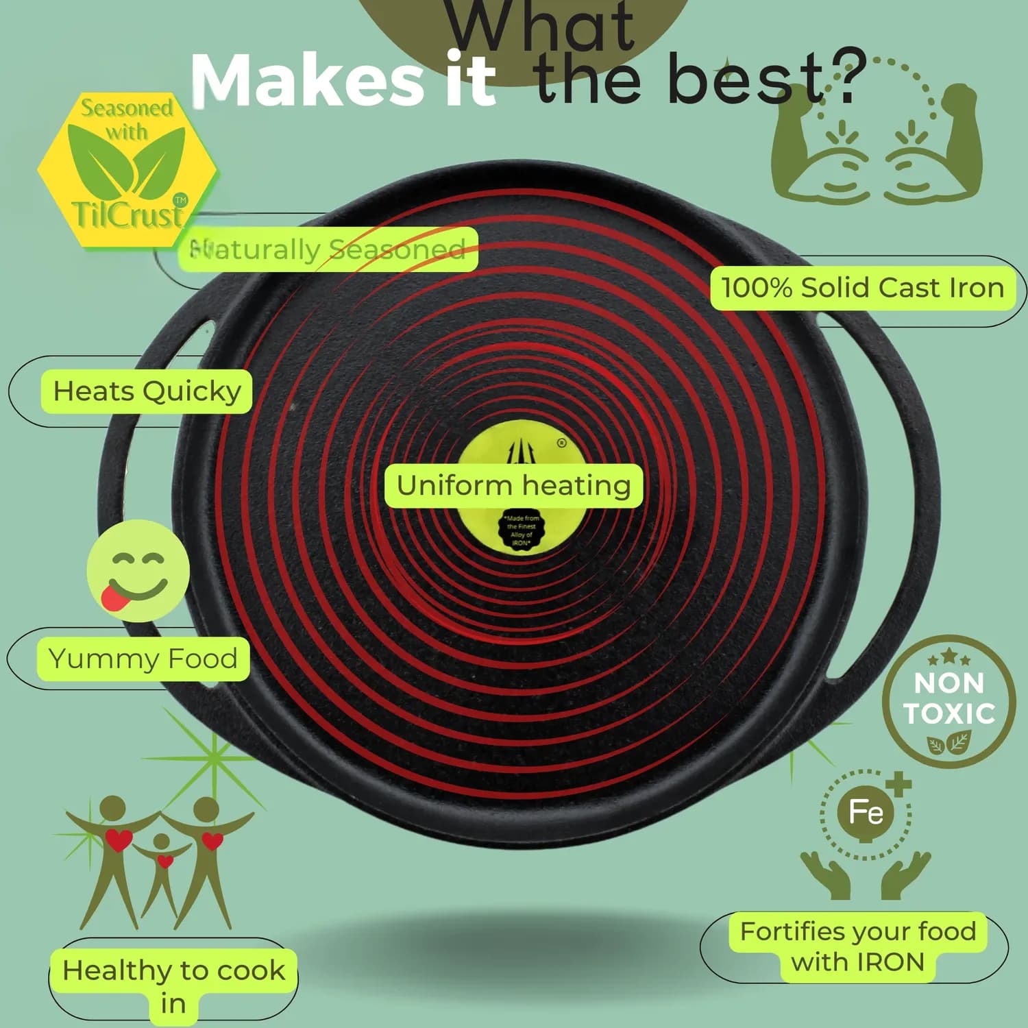 Triple Seasoned Cast Iron Dosa Tawa Infinity 2.0 11 in - Image 5