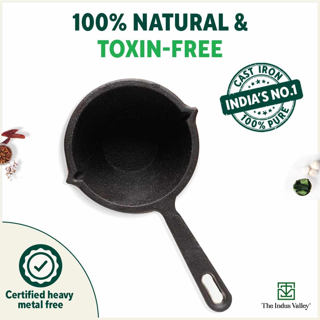 CASTrong Cast Iron Tadka Pan, Pre-seasoned, Natural Nonstick, 100% Pure, Toxin-free, Induction - Image 6